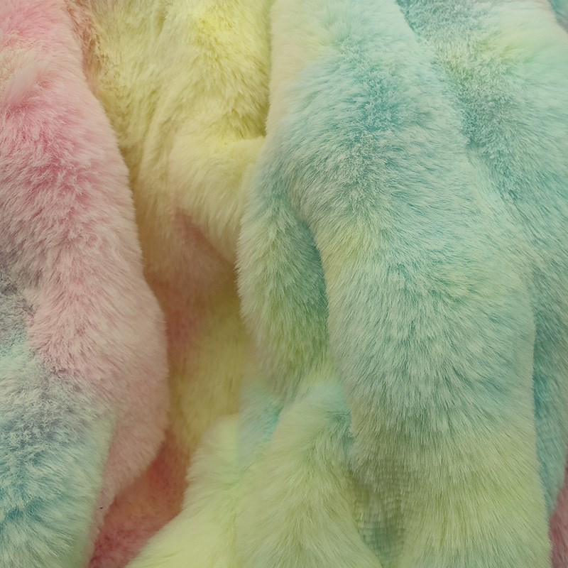 泡泡绒扎染 冬季大衣外套厚实面料 扎染七彩毛绒服装玩具面料