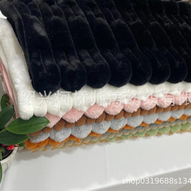 网红秋冬素色兔毛抽条胖胖兔毛全涤外套玩具沙发绒面料兔毛绒