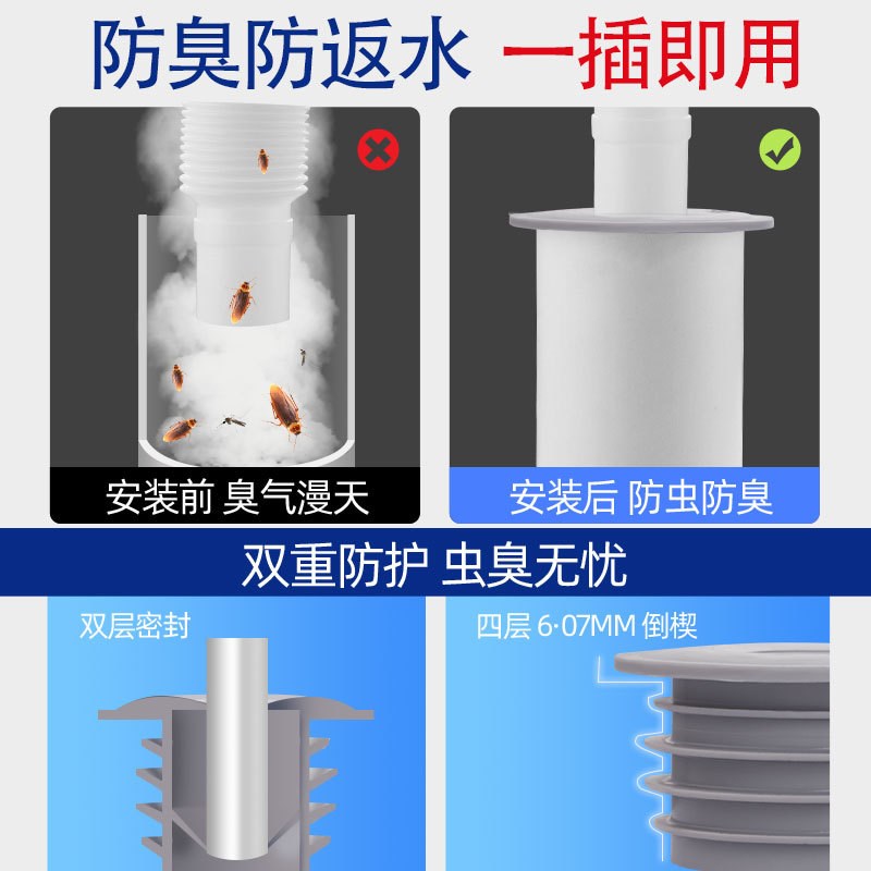 下水道防臭盖硅胶洗衣机排水管接头厨房防臭地漏下水管防臭密封圈