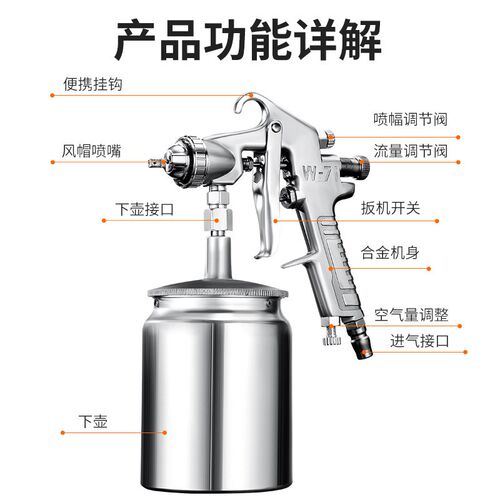 喷漆枪气动油g漆涂料油漆喷壶上壶小型手动高雾化喷枪汽车喷漆工