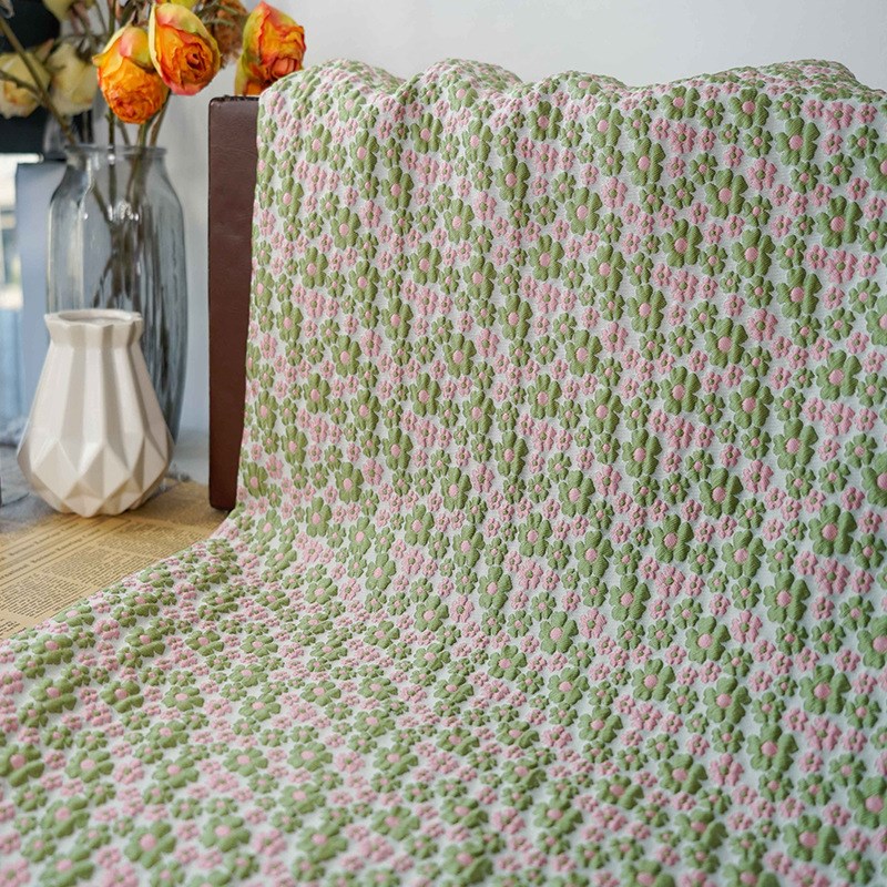 小碎花泡泡连衣裙春秋女装面料浮雕经典撞色文艺风化妆包装饰布料