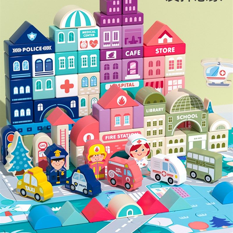 婴幼儿童实木木质积木桶装拼装玩具宝宝大颗粒益智方块1一2岁3到6,玩具/童车/益智/积木/模型,木质积木,淘宝优惠券,粉丝福利购,淘宝优惠卷