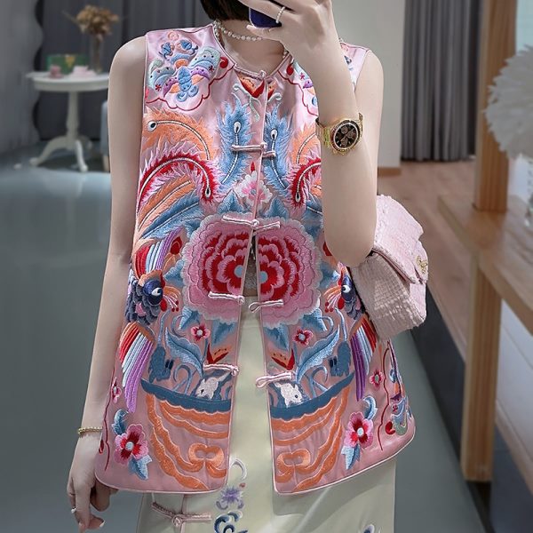 唐装中国风女装汉服改良民族风上衣复古马甲中式刺绣背心重工外套