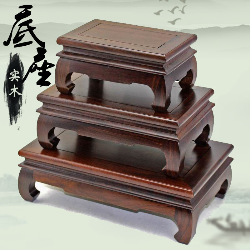 实木花盆摆件底座雕刻工艺品鱼缸花瓶佛像香炉奇石底座长方形托架
