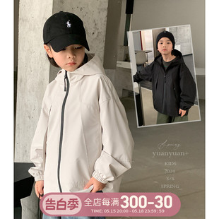 源源家童装2024新款男童连帽风衣儿童外套春秋R款宝宝上衣洋气时