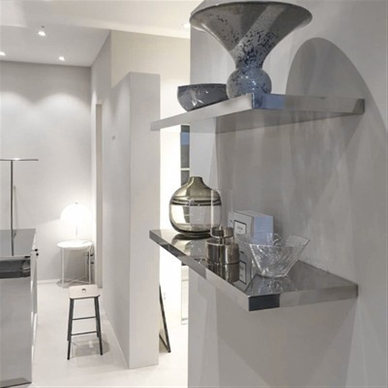 服装店不锈钢层板置物架墙上发光搁板金属一字隔板装饰壁挂展示架