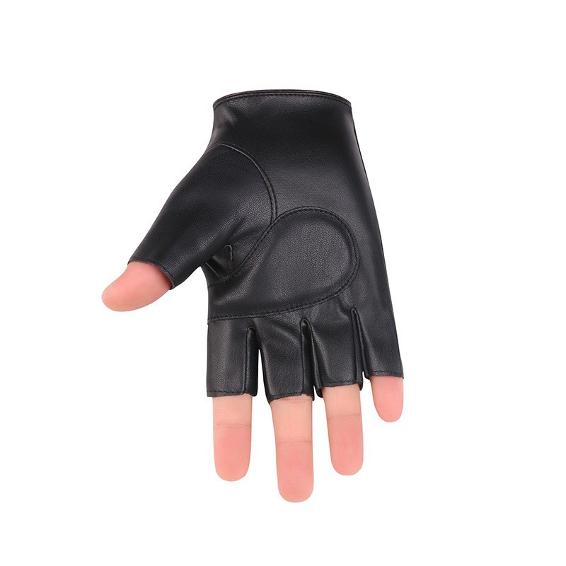 半指PU皮手套运动骑行手套户外战术演出登山健身手套防滑皮革手套