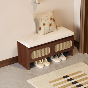 家用门口实木换鞋凳入户进门玄关可坐原木N鞋架高级感多层穿鞋凳