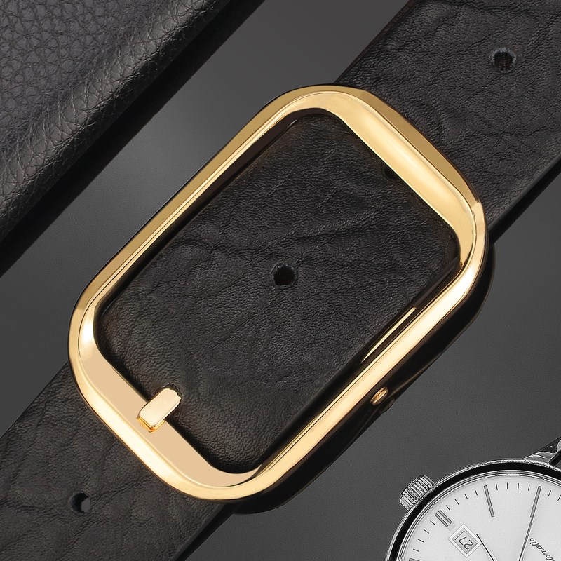 简约日字针扣皮带男士真皮西裤腰带牛皮青年韩版百搭休闲裤带