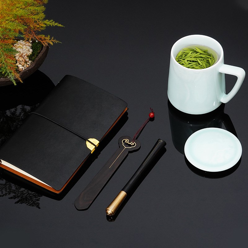 高档笔记本如意笔筒套装文创伴手礼商务办公实木质摆件代发