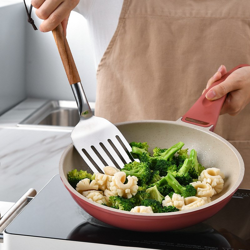 厨房工具不锈钢牛扒铲煎鱼铲汤勺煎铲漏铲橄榄木烹饪铲勺工具
