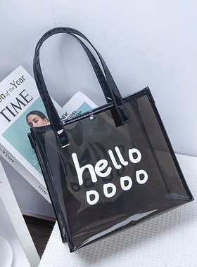 手提袋2025新款hello印花字母手提包大容量防水便携袋子时尚休闲