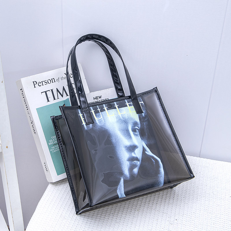 小众时尚ins手提袋PVC包黑色