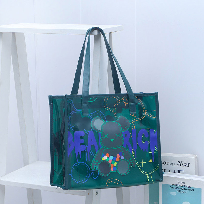 驴淘新款手提袋时尚休闲可爱卡通包包PVC袋子学生手提包女通勤包