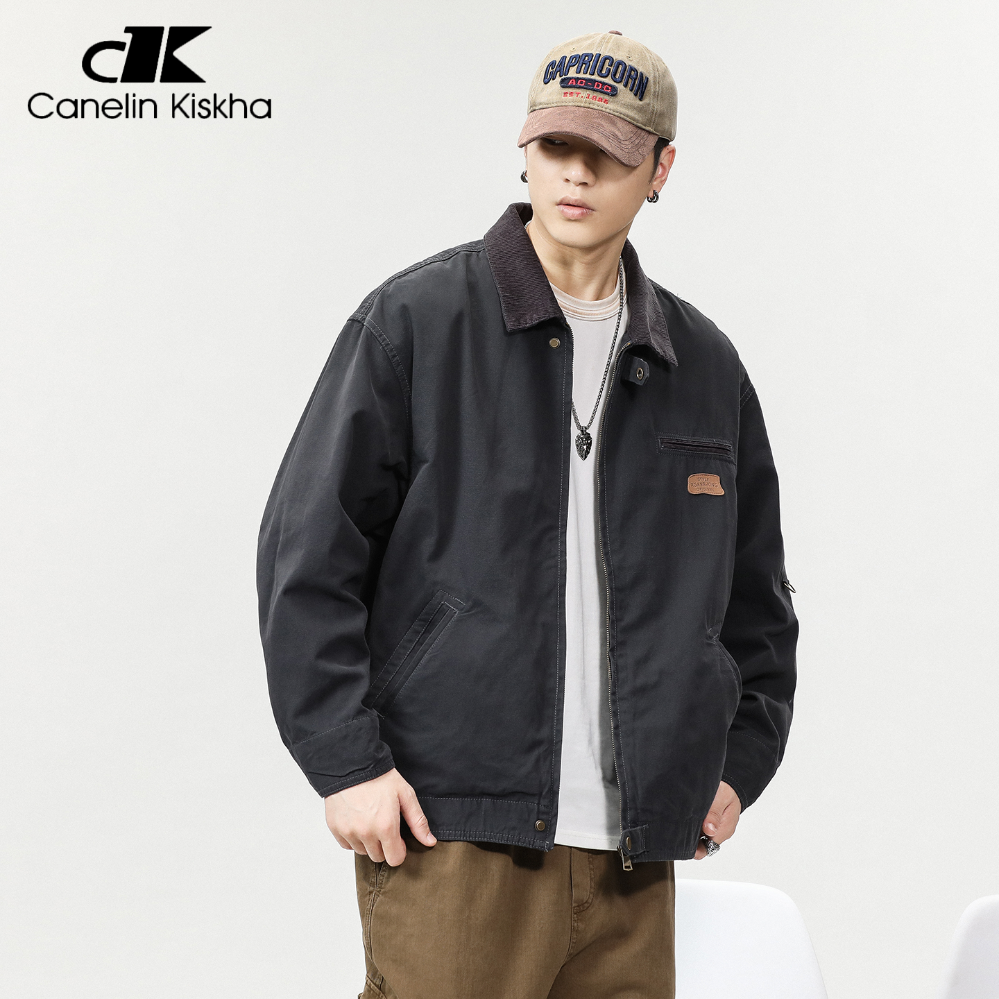 CanelinKiskha纯棉宽松外套男士