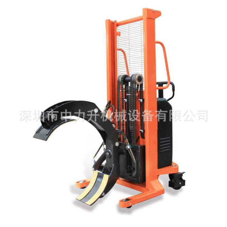 手动电动抱夹堆高车90度纸卷自动卷膜翻转车圆形物料升高搬运车