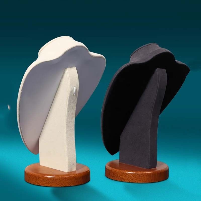 实木纹珠宝道具项链展示架人像模特脖子吊坠陈列橱窗摆件架