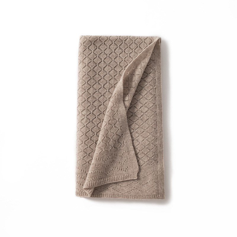 羊绒围巾女100%纯山羊绒秋冬新款纯色镂空保暖情侣亲子百搭围脖