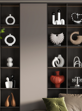 现代简约酒柜装饰品客厅样板x间高级感壁龛开放格陶瓷小众艺术摆