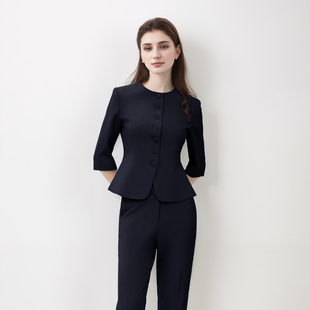 新中式 短袖 西装 套裙正式 工作服 高端职业套装 场合小个子修身 女夏季