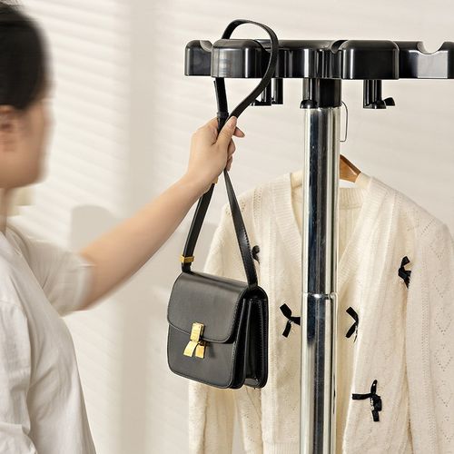 北欧创意衣帽架家用落地挂衣架门厅装雨伞桶不锈钢收纳置物架子