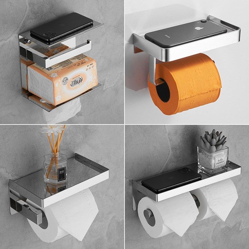 304不锈钢手机纸巾架酒店卫生间镜面卷纸器亮光厕纸架置物擦手纸