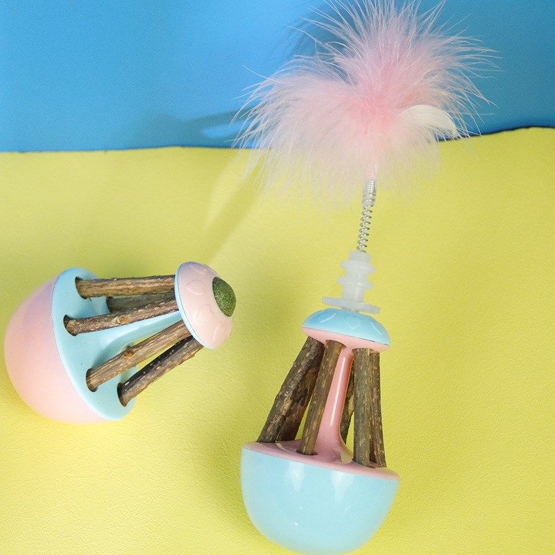 猫玩具不倒翁木天蓼羽毛宠物玩具耐抓耐咬可替换薄荷球猫咪玩具