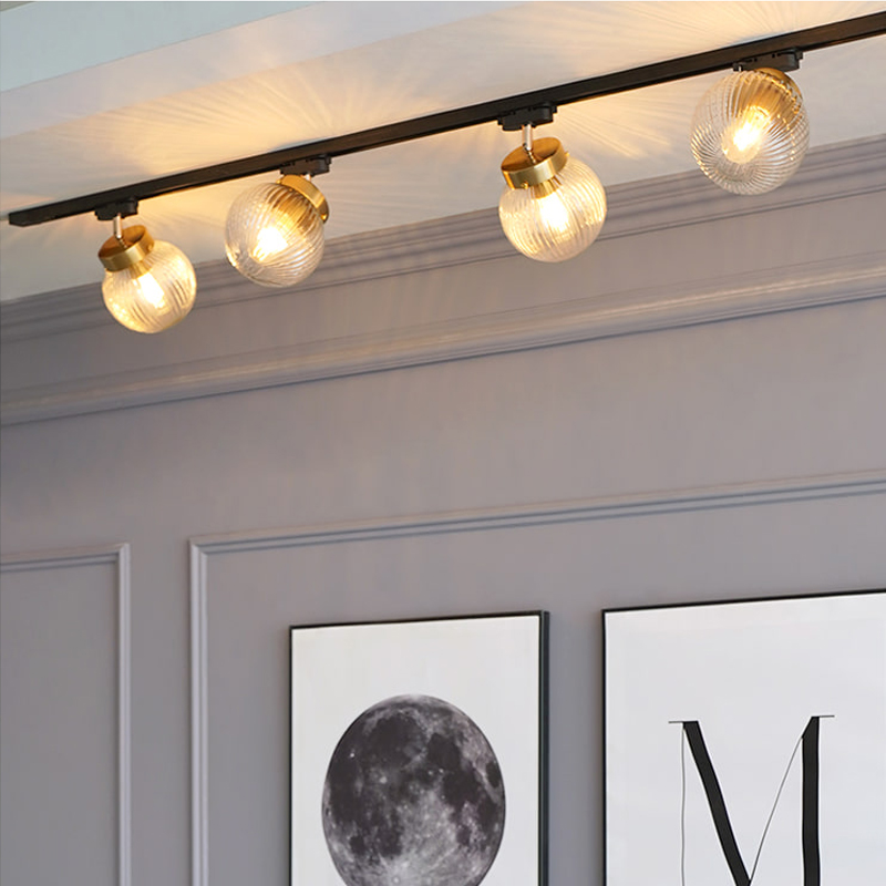 美式复古玻璃导轨灯客厅餐厅服装店酒吧奶茶咖啡店铺装饰轨道灯具