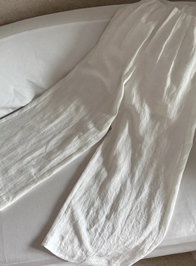 100亚麻 空气感全麻阔腿裤女春夏宽松百搭薄款白色休闲长裤