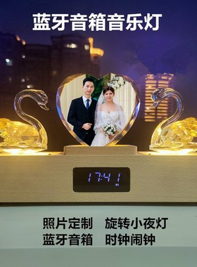 威弗列德蓝牙音箱送新人结婚纪念日订婚新婚礼物照片定制旋转摆件