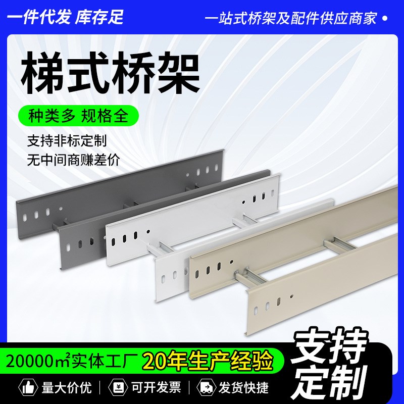 电缆桥架镀锌铝合金不锈钢大跨距热镀锌喷塑桥架 梯式桥架