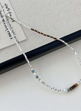 新中式碎银子仿珍珠项链女 轻奢小众高级感锁骨链 复古串珠毛衣链