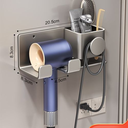 吹风机置物架免打孔卫生间收纳绕线电吹风挂架吹风筒支架浴室架子