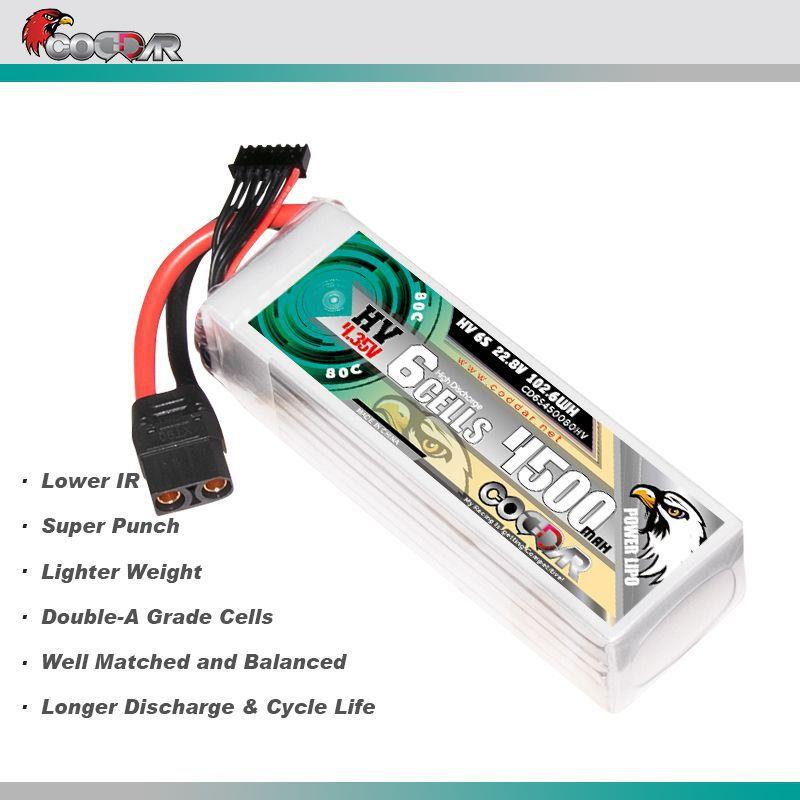 CODDAR鹰氪4500MAH 6S 22.8V 80C航模7寸X8固定翼 涵道直升机LIHV
