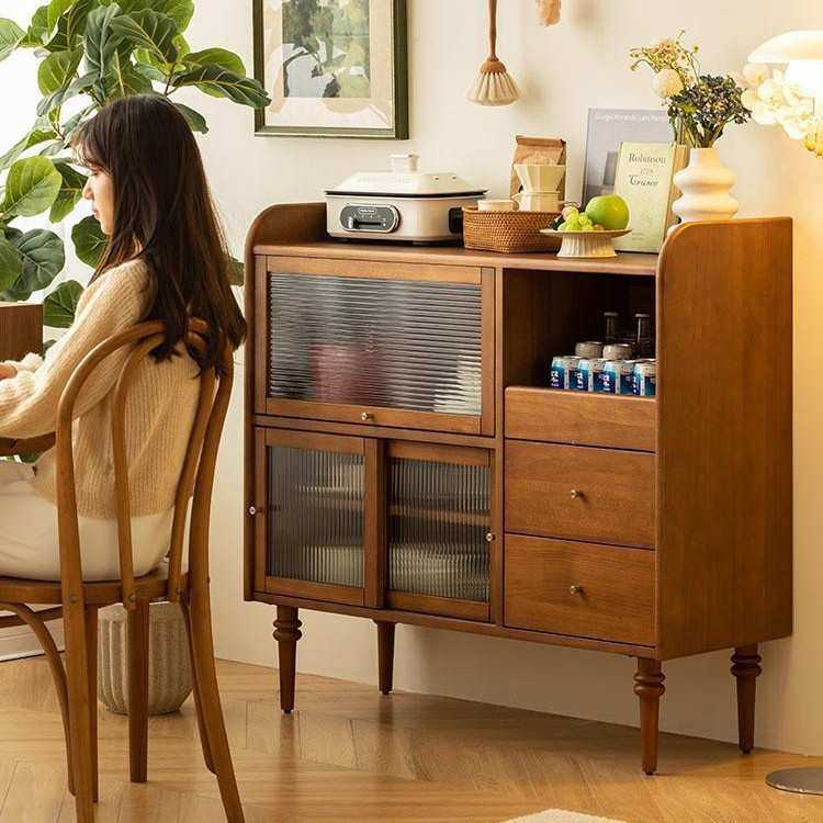 北欧实木餐边柜家用客厅玻璃多功能茶水柜厨房复古碗具收纳储物柜,模玩/动漫/周边/娃圈三坑/桌游,模型制作工具/辅料耗材,淘宝优惠券,粉丝福利购,淘宝优惠卷