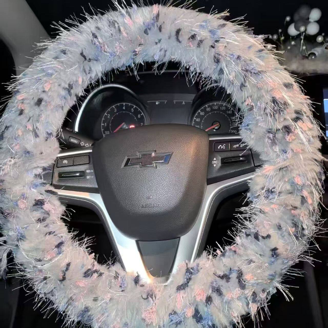 毛绒方向盘缠带毛线冬季手工diy保暖防滑防冻手汽车把套编织围巾