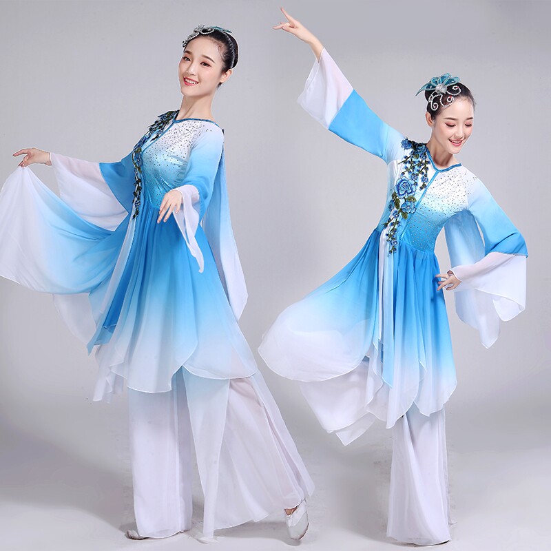 古典舞演出服2025新款女飘逸中国风胶州秧歌舞蹈伞长扇舞广场套装