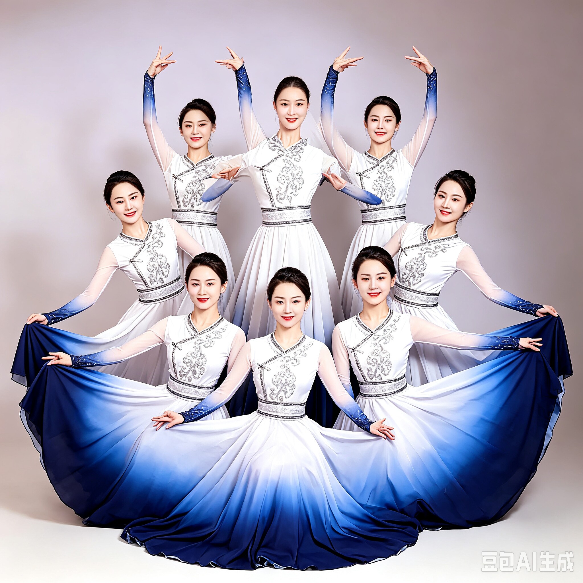 新款蒙古舞蹈演出服女成人艺考大摆裙开场舞连衣裙蒙族舞台表演服