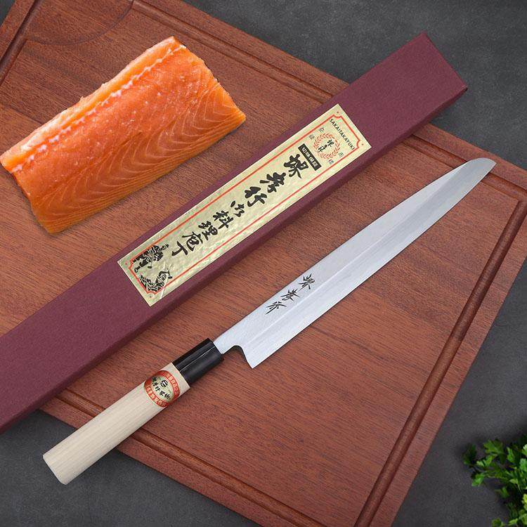 日本进口堺孝行白纸钢柳刃霞研系列刺身刀日料厨刀寿司料理刀鱼生