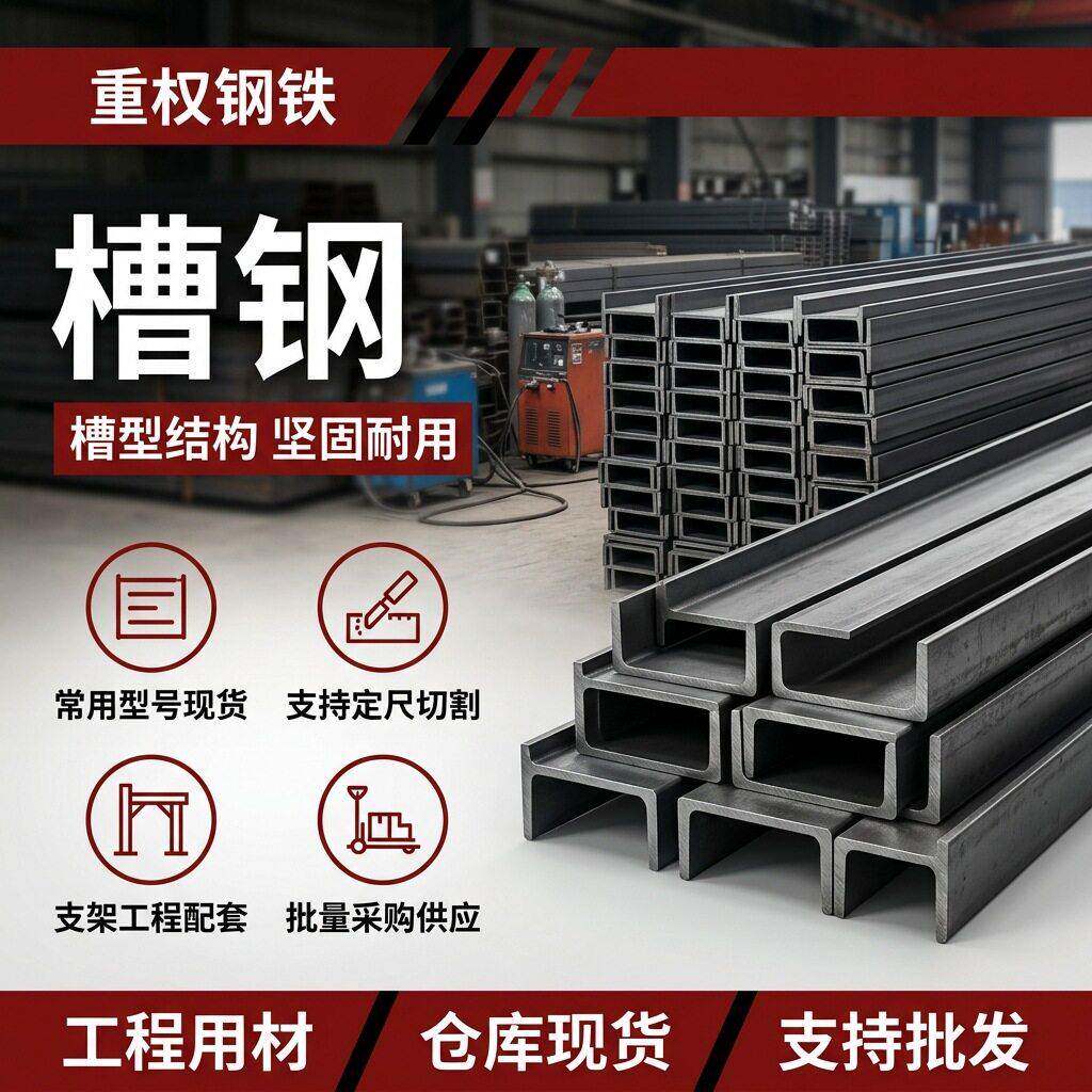 厚度可选U型钢镀锌槽钢镀锌U型槽来图加工黑色型材阁楼搭建用12号