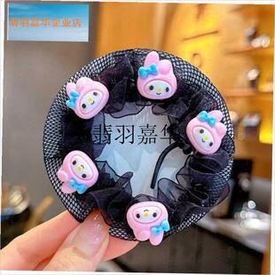 小女孩舞蹈专用发网丸子头盘发神器发圈儿童头套头X花网兜女童发,