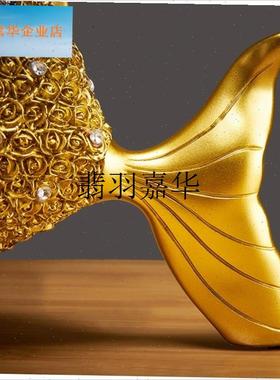 年年有余金鱼摆件乔n迁新居礼品高档大气创意轻奢家居饰品玄关酒,