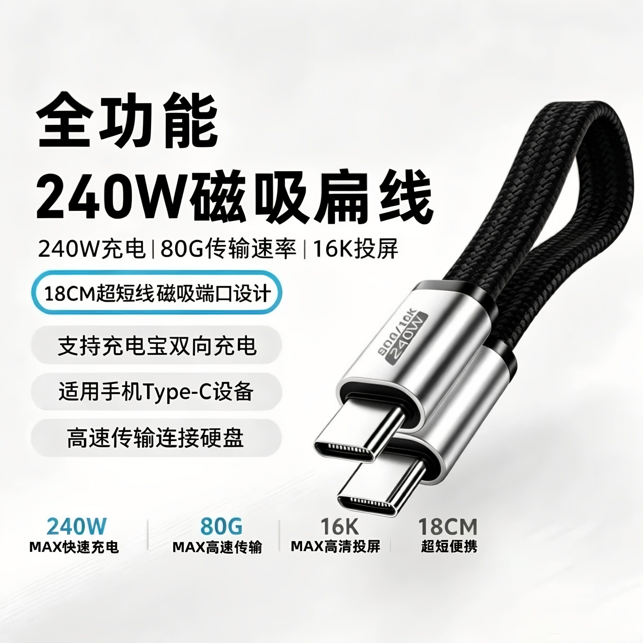 USB4全功能双TypeC磁吸