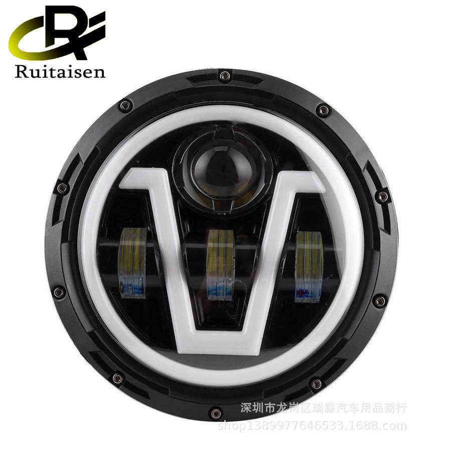 牧马人大灯适用吉普牧马人改装车LED头灯远近光带V型日行灯前大灯