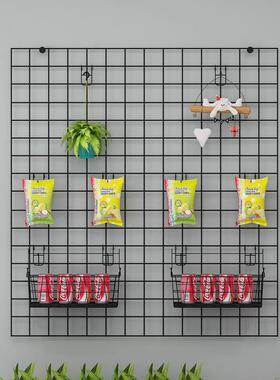 上墙铁丝网片网格挂钩铁网货架格子网架饰品展示架背景相片铁艺架