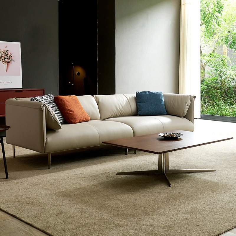 安丽格办公真皮意式沙发商务接待会客简约现代茶几组合三人位沙发