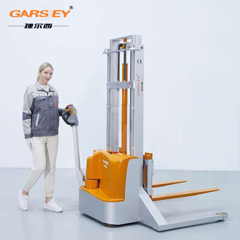 叉车电瓶堆垛升高车液压装卸托盘搬运车1.5T2吨宽支腿电动堆高车