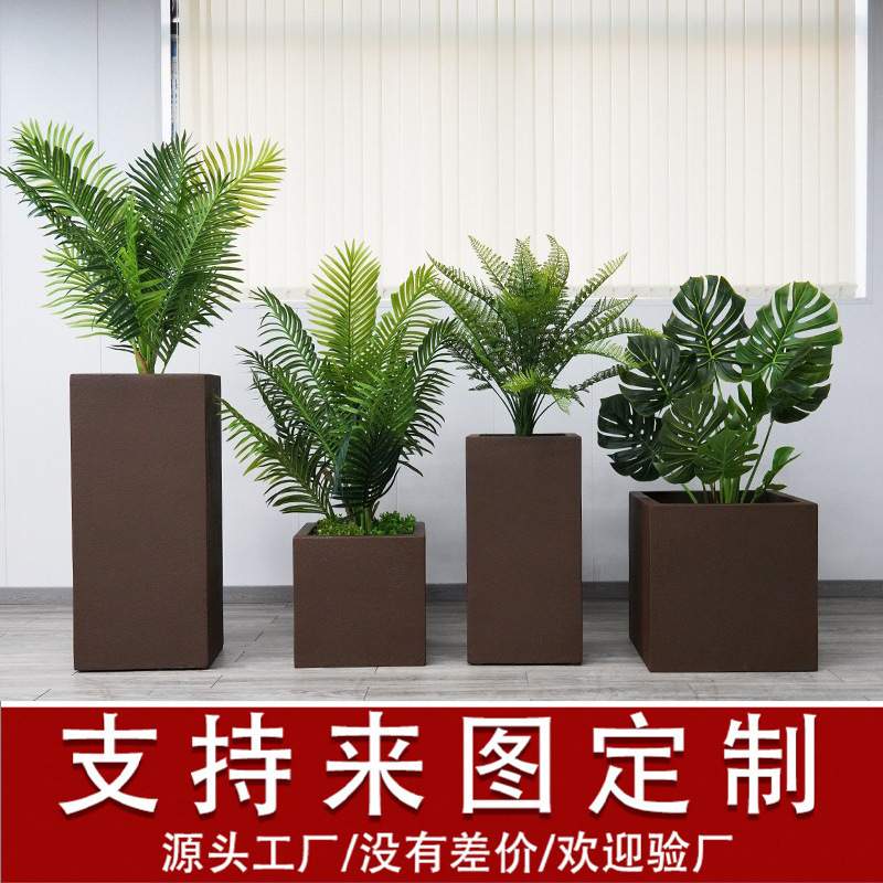 户外不锈钢长方形花箱组合庭院花槽广场阳台特大号白色种植箱花架
