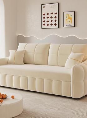 A10L2023新款奶油风猫爪绒沙发床小户型客厅可折叠两用带储物直排