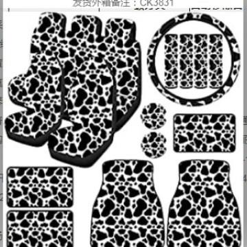通用汽车座椅套外贸出口temu奶牛纹19件套加脚垫组合